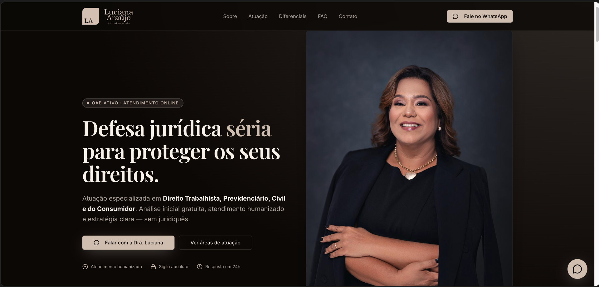 Exemplo de landing page jurídica trabalhista e previdenciária